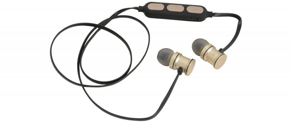 AV:Link EMBT1-GLD Metallic Magnetic Bluetooth Earphones Gold - Click Image to Close