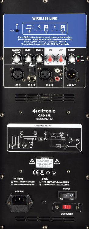 Citronic CAB-15L BT Link Speaker 350W RMS - Click Image to Close
