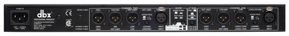 DBX 234xs Stereo 2/3 Way, Mono 4-Way Crossover with XLR Connectors - Click Image to Close