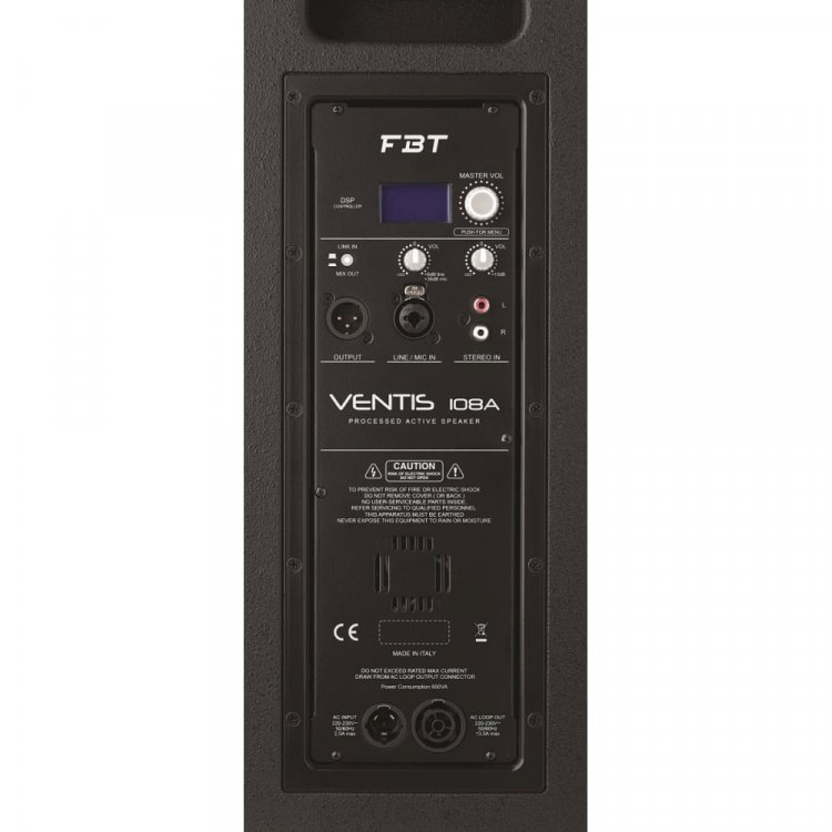 FBT Ventis 108A PROCESSED ACTIVE SPEAKER 700W + 200W RMS – 131DB SPL - Click Image to Close