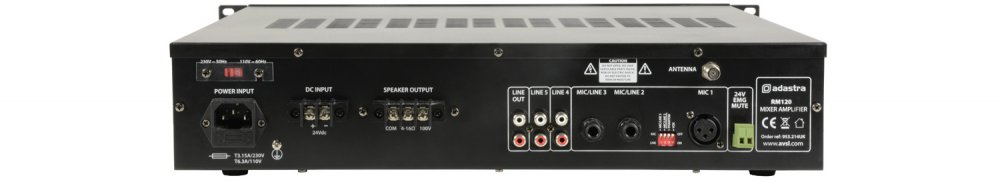 Adastra RM120 Mixer-Amplifier 100V 120W - Click Image to Close