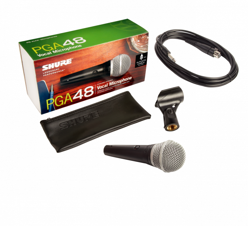 Shure PGA48 Cardioid Dynamic Microphone including XLR-QTR cable - Click Image to Close